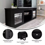 Meuble TV Emma et Oliver pour téléviseurs jusqu'à 80 pouces - Console média 65 pouces avec portes vitrées classiques et 3 étagères réglables