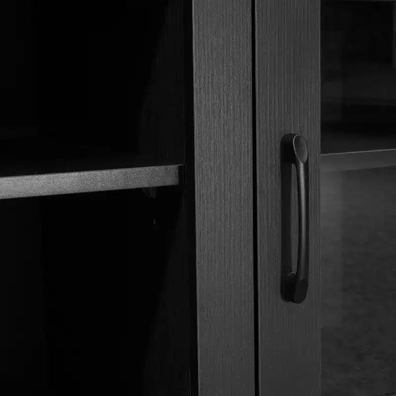 Meuble TV Emma et Oliver pour téléviseurs jusqu'à 80 pouces - Console média 65 pouces avec portes vitrées classiques et 3 étagères réglables