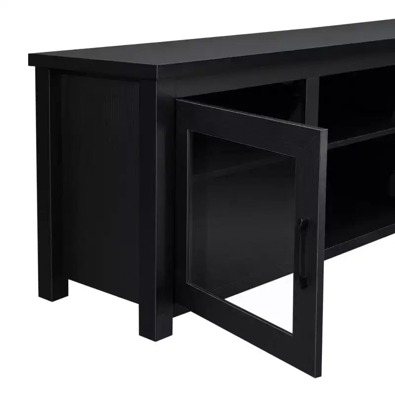 Meuble TV Emma et Oliver pour téléviseurs jusqu'à 80 pouces - Console média 65 pouces avec portes vitrées classiques et 3 étagères réglables