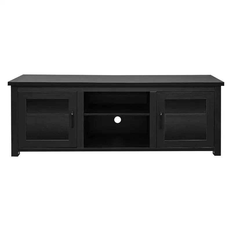 Meuble TV Emma et Oliver pour téléviseurs jusqu'à 80 pouces - Console média 65 pouces avec portes vitrées classiques et 3 étagères réglables