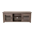 Meuble TV Emma et Oliver pour téléviseurs jusqu'à 80 pouces - Console média 65 pouces avec portes vitrées classiques et 3 étagères réglables