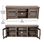 Meuble TV Emma et Oliver pour téléviseurs jusqu'à 80 pouces - Console média 65 pouces avec portes vitrées classiques et 3 étagères réglables
