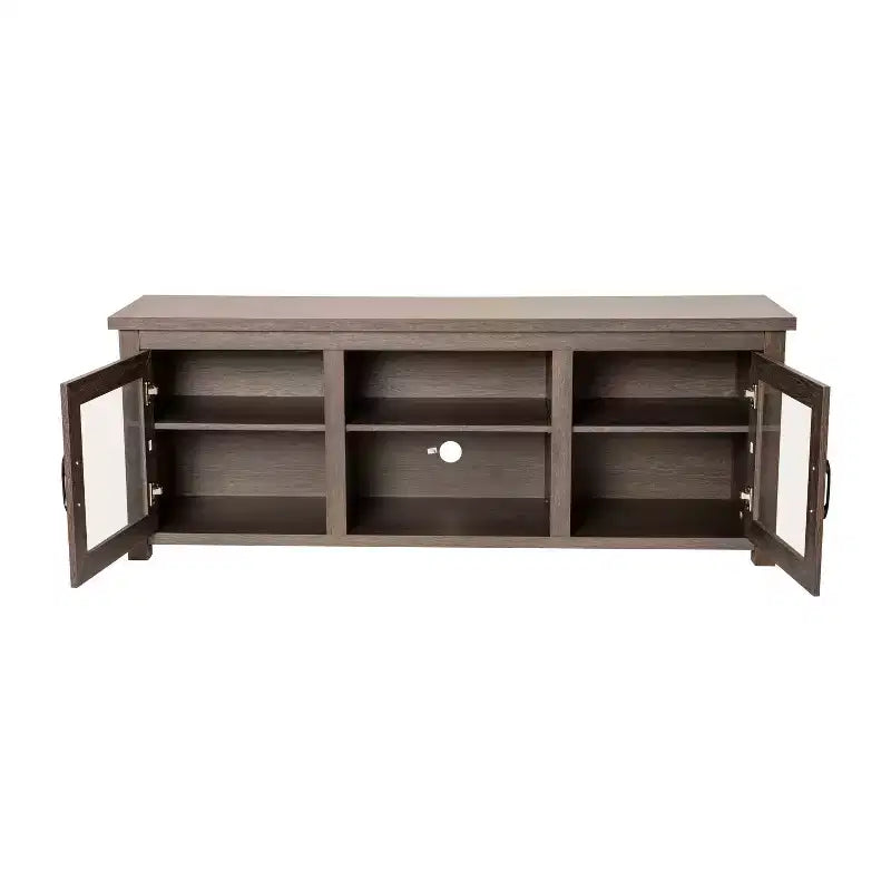 Meuble TV Emma et Oliver pour téléviseurs jusqu'à 80 pouces - Console média 65 pouces avec portes vitrées classiques et 3 étagères réglables