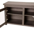 Meuble TV Emma et Oliver pour téléviseurs jusqu'à 80 pouces - Console média 65 pouces avec portes vitrées classiques et 3 étagères réglables