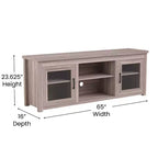 Meuble TV Emma et Oliver pour téléviseurs jusqu'à 80 pouces - Console média 65 pouces avec portes vitrées classiques et 3 étagères réglables