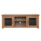 Meuble TV Emma et Oliver pour téléviseurs jusqu'à 80 pouces - Console média 65 pouces avec portes vitrées classiques et 3 étagères réglables