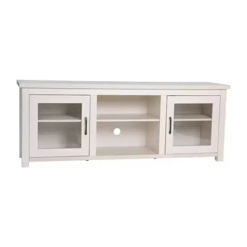 Meuble TV Emma et Oliver pour téléviseurs jusqu'à 80 pouces - Console média 65 pouces avec portes vitrées classiques et 3 étagères réglables