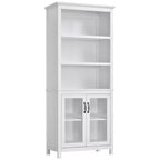 HOMCOM Armoire de rangement bibliothèque 180 cm avec étagères réglables et portes en verre pour bureau, cuisine, salon