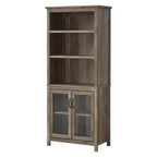 HOMCOM Armoire de rangement bibliothèque 180 cm avec étagères réglables et portes en verre pour bureau, cuisine, salon