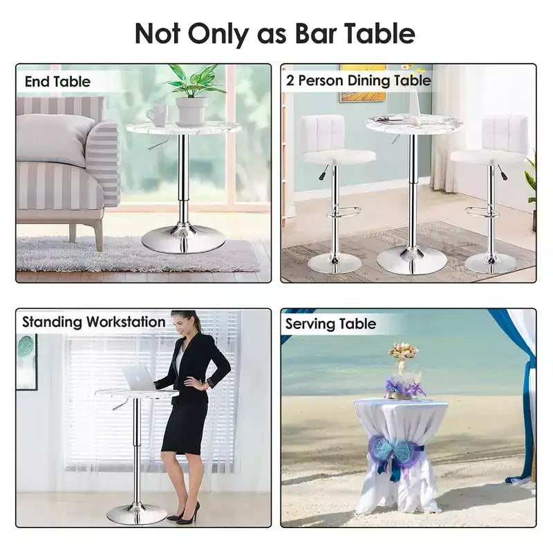 Table de bistrot ronde Costway, hauteur réglable, pivotante à 360 degrés