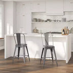 Tabouret de comptoir moderne Merrick Lane 24 avec cadre en métal thermolaqué avec finition laquée transparente pour une utilisation en intérieur
