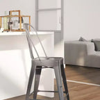 Tabouret de comptoir moderne Merrick Lane 24 avec cadre en métal thermolaqué avec finition laquée transparente pour une utilisation en intérieur
