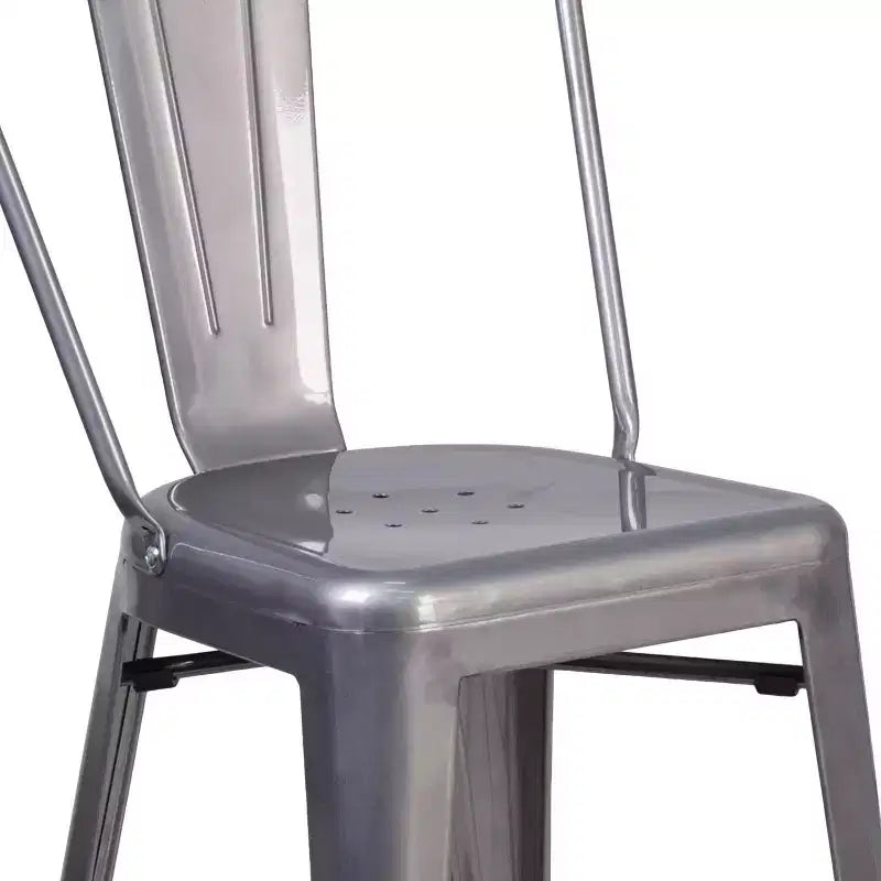 Tabouret de comptoir moderne Merrick Lane 24 avec cadre en métal thermolaqué avec finition laquée transparente pour une utilisation en intérieur