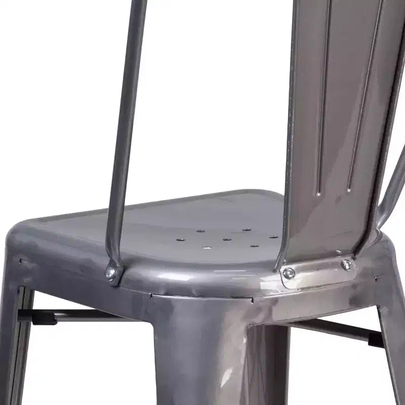 Tabouret de comptoir moderne Merrick Lane 24 avec cadre en métal thermolaqué avec finition laquée transparente pour une utilisation en intérieur