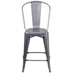 Tabouret de comptoir moderne Merrick Lane 24 avec cadre en métal thermolaqué avec finition laquée transparente pour une utilisation en intérieur