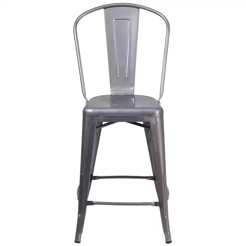 Tabouret de comptoir moderne Merrick Lane 24 avec cadre en métal thermolaqué avec finition laquée transparente pour une utilisation en intérieur