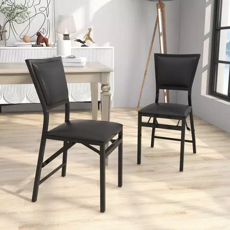 Costway Lot de 2 Chaises Pliantes en Métal Chaises de Salle à Manger Meubles de Maison Restaurant Portable Noir