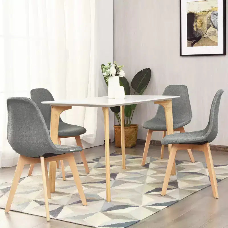 Costway Lot de 4 Chaises de Salle à Manger Modernes avec Pieds en Bois pour Maison Meubles Gris