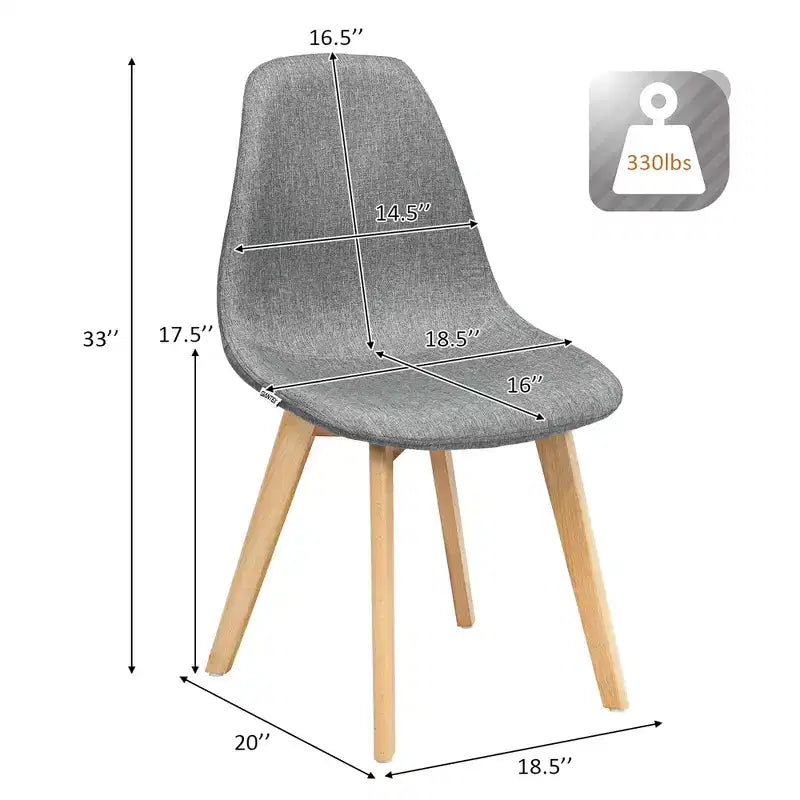 Costway Lot de 4 Chaises de Salle à Manger Modernes avec Pieds en Bois pour Maison Meubles Gris