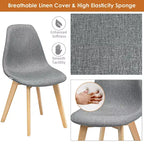 Costway Lot de 4 Chaises de Salle à Manger Modernes avec Pieds en Bois pour Maison Meubles Gris