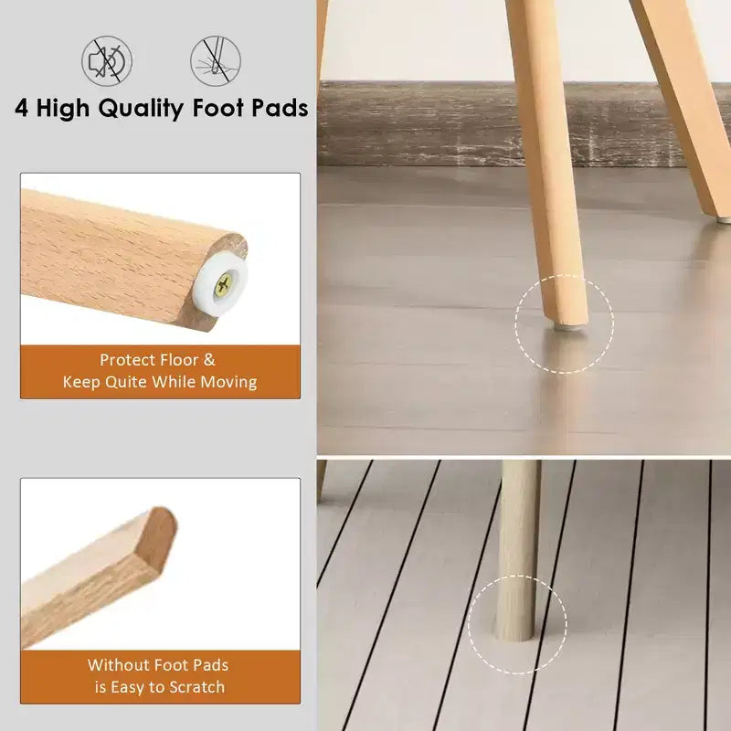 Costway Lot de 4 Chaises de Salle à Manger Modernes avec Pieds en Bois pour Maison Meubles Gris