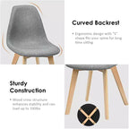 Costway Lot de 4 Chaises de Salle à Manger Modernes avec Pieds en Bois pour Maison Meubles Gris