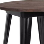 Table d'intérieur ronde Merrick Lane 24 en métal avec cadre en acier galvanisé et plateau en bois rustique