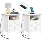 Tables de chevet (lot de 2) avec station de charge, table d'appoint avec 2 tiroirs, ports USB et prises, pour chambre à coucher