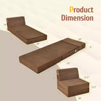 Costway Chaise longue convertible pliable trois volets, Lit banquette, Canapé pour dortoir, Marron