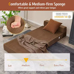 Costway Chaise longue convertible pliable trois volets, Lit banquette, Canapé pour dortoir, Marron