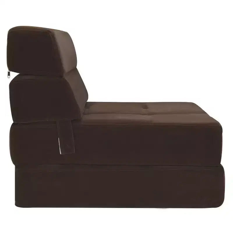 Costway Chaise longue convertible pliable trois volets, Lit banquette, Canapé pour dortoir, Marron
