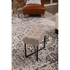 Pouffe rectangulaire capitonné beige BirdRock Home avec pieds noirs
