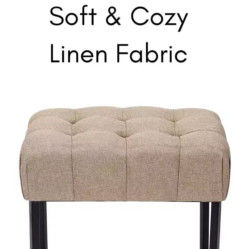 Pouffe rectangulaire capitonné beige BirdRock Home avec pieds noirs