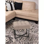 Pouffe rectangulaire capitonné beige BirdRock Home avec pieds noirs