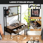 Coiffeuse industrielle Costway avec miroir réglable sur 3 hauteurs, sac de rangement et grand tiroir