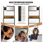 Coiffeuse industrielle Costway avec miroir réglable sur 3 hauteurs, sac de rangement et grand tiroir