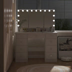 Coiffeuse LED de luxe avec 9 tiroirs, station de maquillage élégante