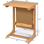 Costway Table d'appoint canapé en bambou, bureau d'ordinateur portable, table basse de collation, table de chevet avec sac de rangement