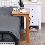 Costway Table d'appoint canapé en bambou, bureau d'ordinateur portable, table basse de collation, table de chevet avec sac de rangement