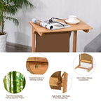 Costway Table d'appoint canapé en bambou, bureau d'ordinateur portable, table basse de collation, table de chevet avec sac de rangement