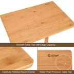 Costway Table d'appoint canapé en bambou, bureau d'ordinateur portable, table basse de collation, table de chevet avec sac de rangement