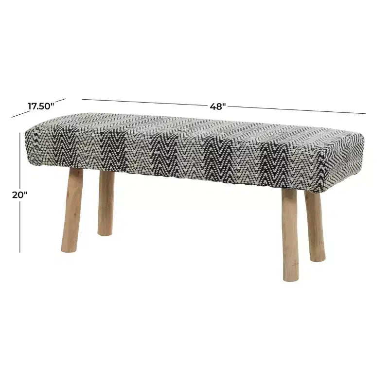 Banc Rembourré Bohème en Bois et Coton - Olivia & May