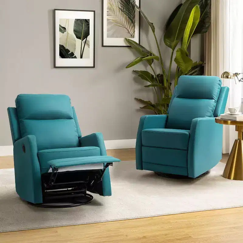 Lot de 2 fauteuils inclinables pivotants Ofelia en bois, avec accoudoirs, pour chambre et salon ART OF LIVING DESIGNS-TEAL