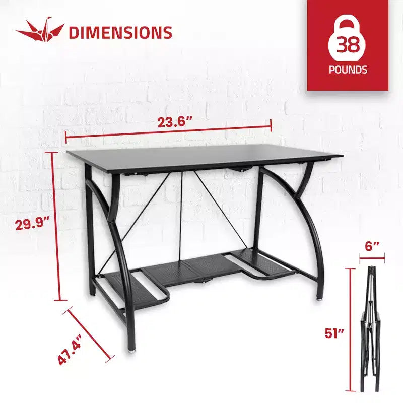 Table de bureau pliante multi-usages en bois pour ordinateur Origami, noire