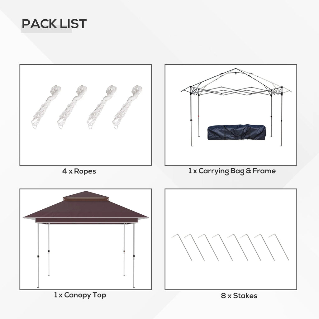 Outsunny 12 x 12 Tonnelle escamotable Pare-soleil Tente instantanée pliable avec filet latéral en maille, Hauteur réglable sur 3 niveaux