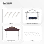 Outsunny 12 x 12 Tonnelle escamotable Pare-soleil Tente instantanée pliable avec filet latéral en maille, Hauteur réglable sur 3 niveaux