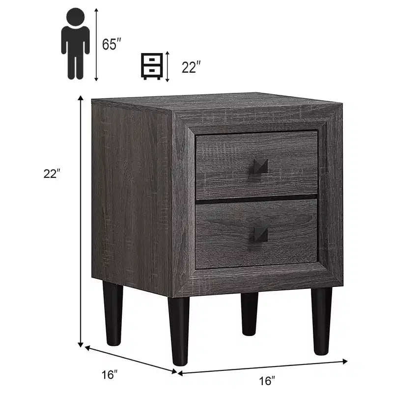 Table de chevet Costway avec 2 tiroirs, table de chevet rétro grise polyvalente entièrement assemblée