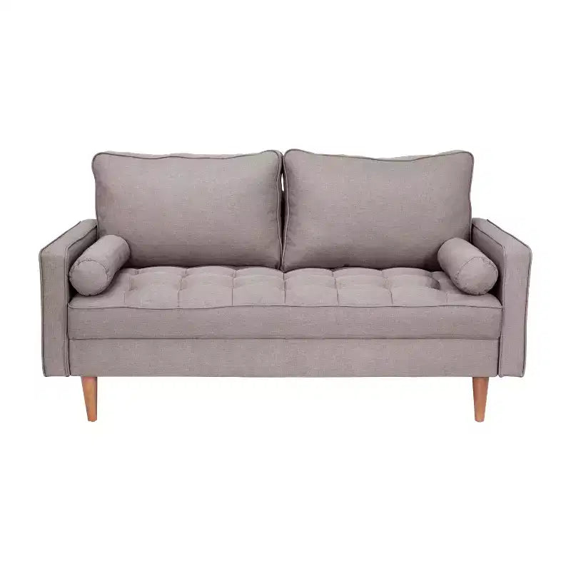 Canapé deux places Flash Furniture Hudson, style moderne du milieu du siècle, avec revêtement capitonné et pieds en bois massif