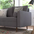 Canapé deux places Flash Furniture Hudson, style moderne du milieu du siècle, avec revêtement capitonné et pieds en bois massif