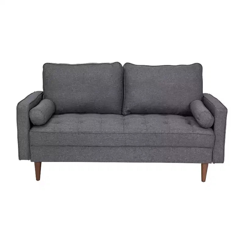 Canapé deux places Flash Furniture Hudson, style moderne du milieu du siècle, avec revêtement capitonné et pieds en bois massif